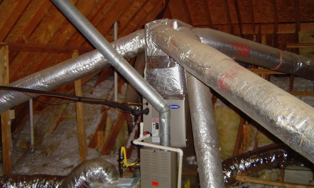 Furnace, Air Conditioner, And Ducts In An Unconditioned Attic