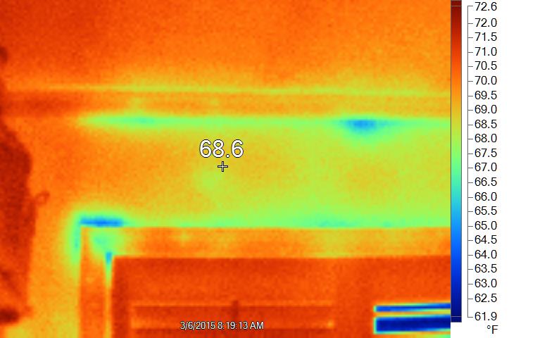 Window air leakage heat loss without blower door, infrared image
