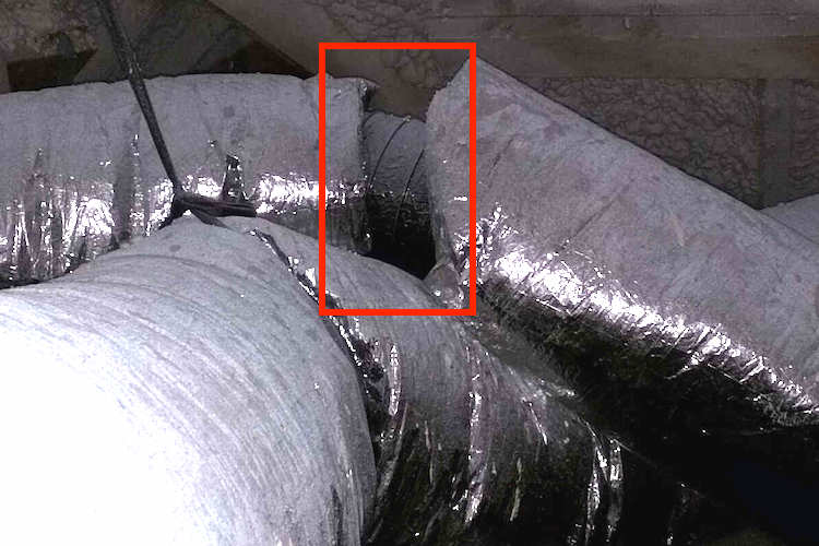 Uninsulated supply duct in attic
