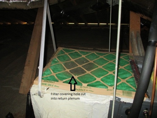 A Hole In The Return Plenum Pulls In Air From A Vented Attic For