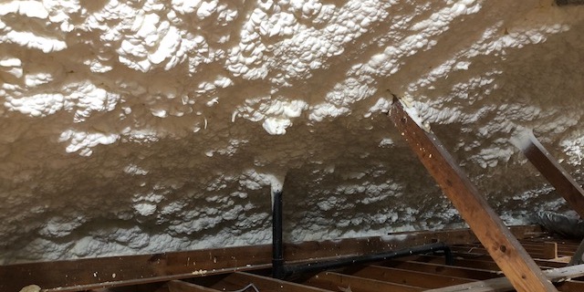 Spray foam insulation encapsulated attic Bailes house