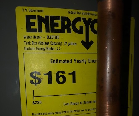 The EnergyGuide shows $161 for the annual estimated energy cost for our heat pump water heater