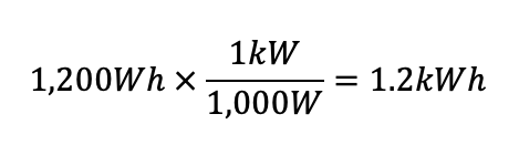 Unit conversion example, watt-hours to kilowatt-hours