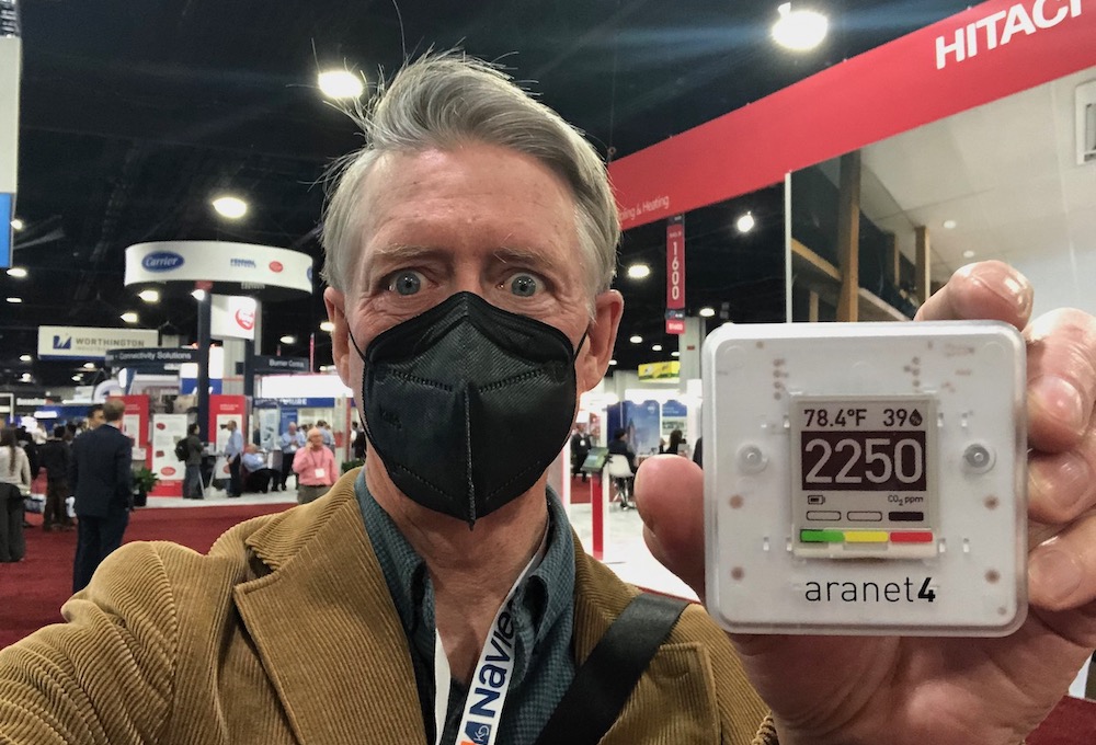 The carbon dioxide level in the exhibit hall of the AHR Expo was high.