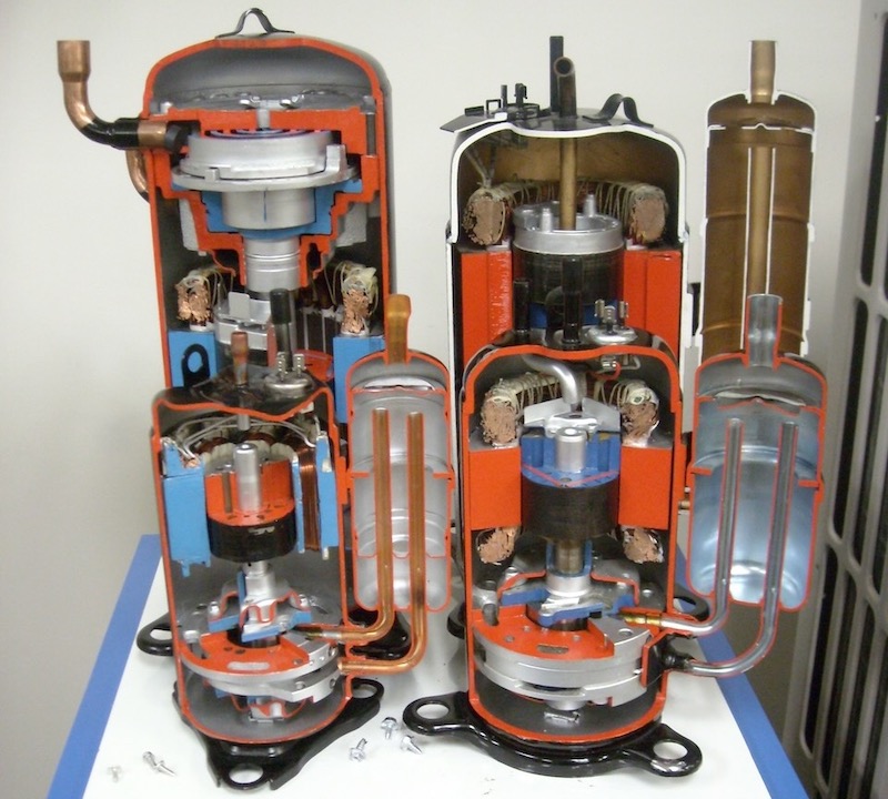 Compressor cut-aways for inverter-driven mini-split heat pumps