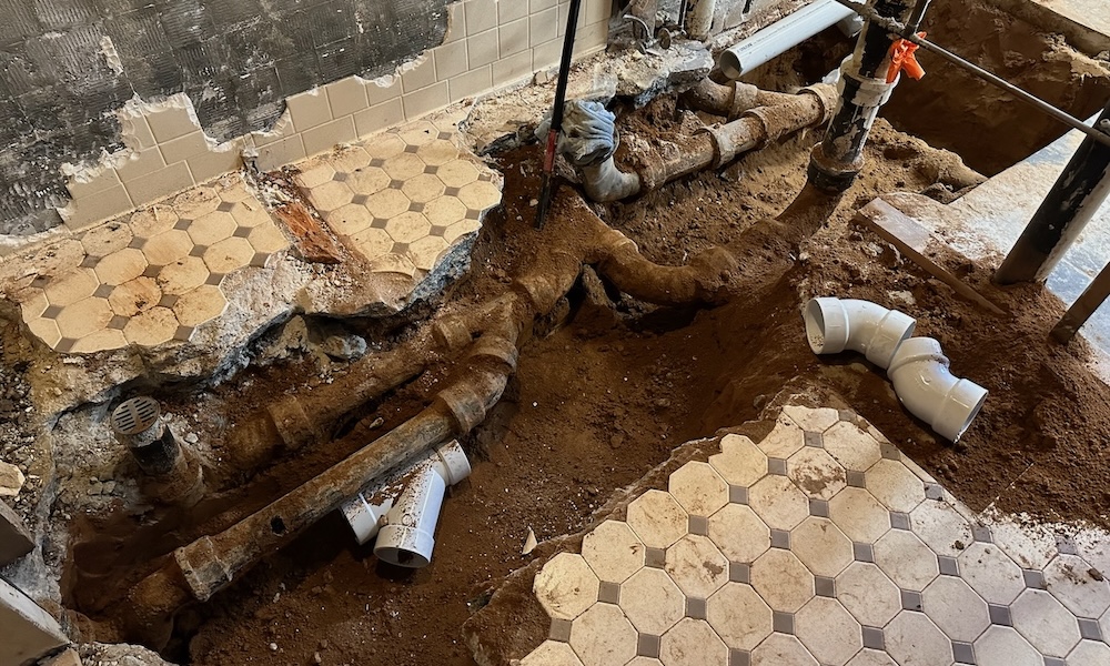 The Original Cast Iron Drain Lines Under The Basement Slab In Our 1961 House