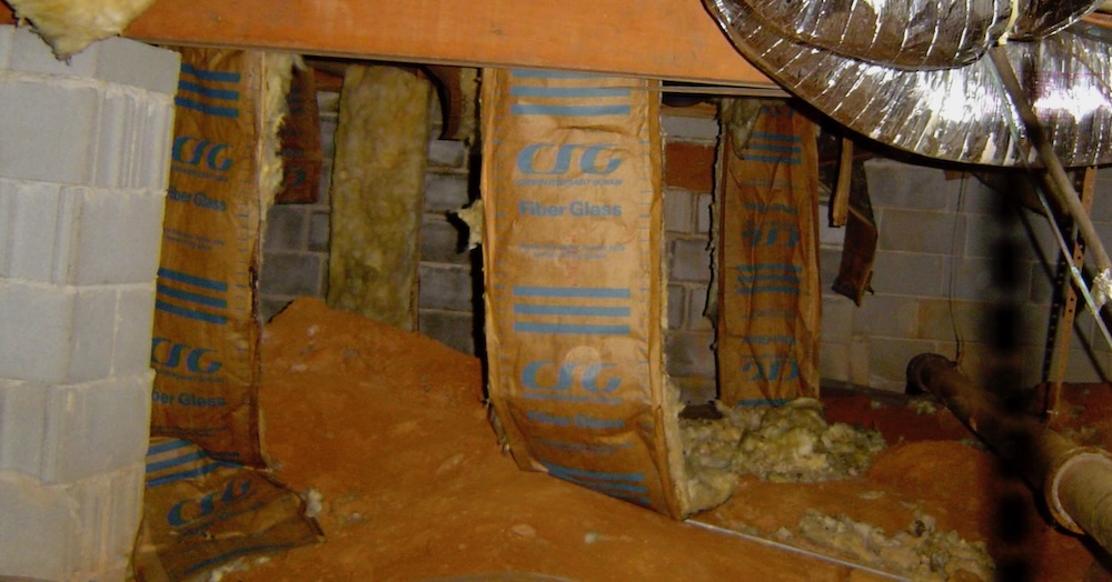 Nasty Vented Crawl Space With Insulation Falling Down