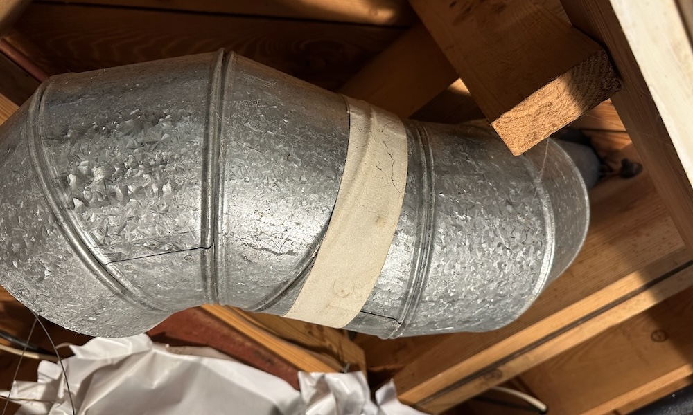 Asbestos tape on old ductwork