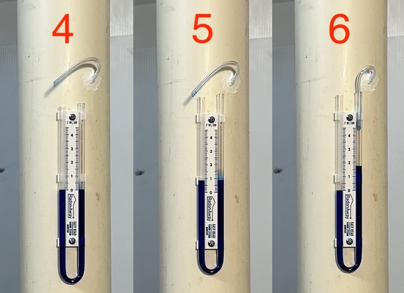 Second 3 different conditions for the manometer and radon fan