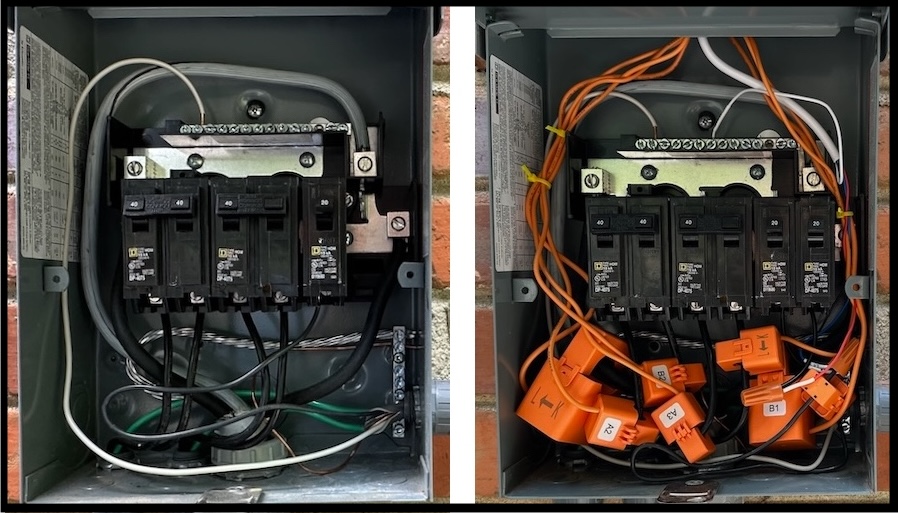 Heat pump sub-panel before and after